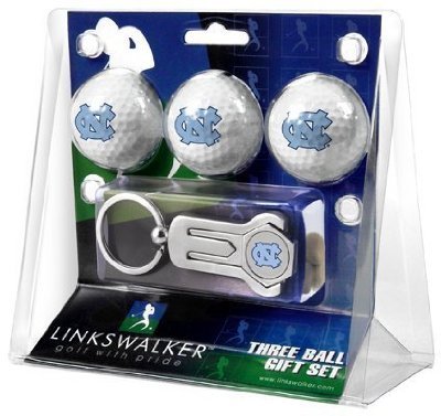 North Carolina Tar Heels - Unc 3 Golf Ball Gift Pack W/ Hat Clip Ncaa College Athletics
