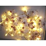 Creative Motion Industries 12877 78.74 in. L 40 Warm White Led Pearl Lights Red and Gold