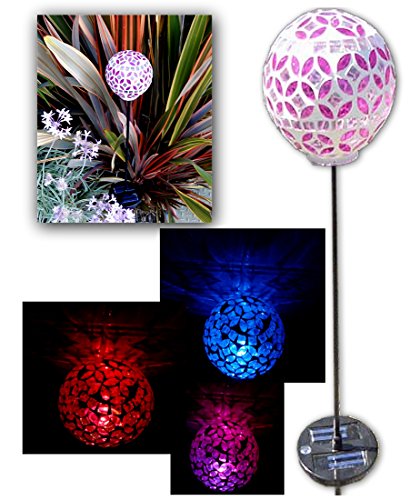 Sparkling Solar Rose Pink Mosaic Light Garden Stakes