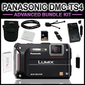 Panasonic Lumix DMC-TS4 12.1 MP Digital Camera 32GB Advanced Kit (Black) includes (Charger, Battery, 32GB SD Card, Tripod, HDMI Cable, Camera Case, Card Reader, Cleaning Kit)