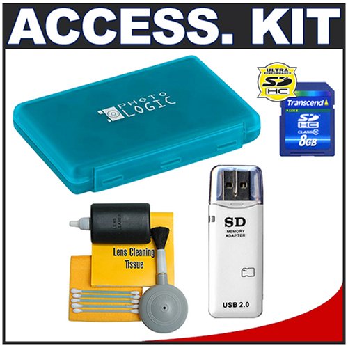 Childrens Toyshop  Electronics : Transcend 8GB HC SecureDigital (SDHC) Memory Card with USB 2.0 Card Reader + Universal Memory Card Case + 5-Piece Cleaning Kit