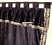 2 Black Sari Drapes, Panels, Curtains - Tab Tops with attached beaded valance