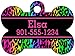 Animal Print Dog Tag Pet Id Tag Personalized w/ Name & Number Leopard Print Dog Bone (Rainbow Pink)
