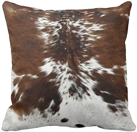 Tri Color Brown Cowhide Print Pillowcases Cotton Cushion Cover18" x18"
