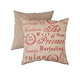 Pillow Perfect Decorative Provence French Laundry Square Toss Pillow, Linen/Red