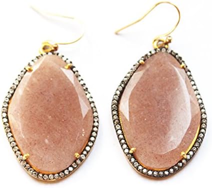 Peach Moonstone Slice Earrings