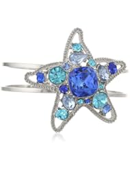Betsey Johnson "Iconic Blue Sea" Star Fish Hinged Bangle Bracelet, 8"