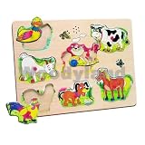 Eigenschaften woody / PUZZLE m. GRIFFE SOUND GERÄUSCH STECKPUZZLE TIERE HOLZ