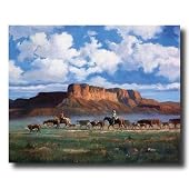 Cowboys Horses Cattle Western Landscape Animal Home Decor Wall Picture 16x20 Art Print