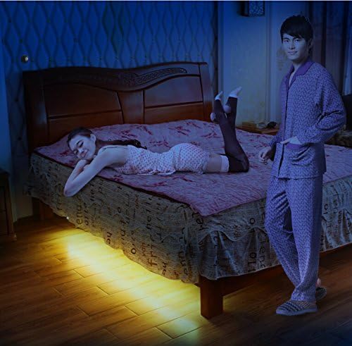 Motion Sensor / Detecting Dream Bed Light, Flexible LED Decoration Strip Light for Sofa Roof Stair Night Light, Dual Motion & Light Sensors with Automatic Shut-off