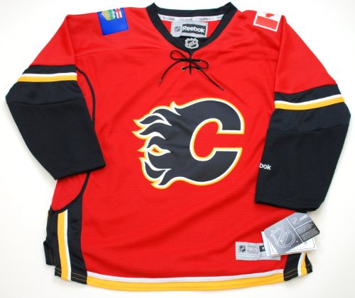 NHL Reebok Calgary Flames Youth Large/Extra Large Stitched Premier Hockey Jersey Red