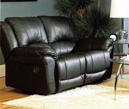 Coaster Promenade Black Leather-Match Vinyl Reclining Loveseat