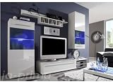 WOHNWAND ANBAUWAND WOHNZIMMER MÖBEL WEIß Hochglanz +GRATIS BELEUCHTUNG