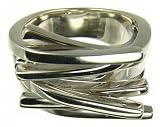 Silver Ladies Multi Row Square Ring - Size P