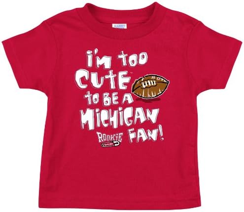 Ohio State Buckeyes Fans. I'm Too Cute to Be a Michigan Fan. Red Toddler Tee (2t-4t) (3t).