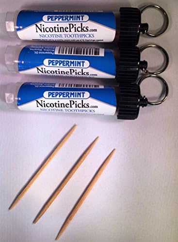 Three-Pack Nicotine Picks - Peppermint - Nicotine Infused Toothpicks - Great Tasting Alternative to Nicorette, Gum or E-Cigarrettes - 60 Picks Total