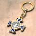Gold with Blue Inlay Saint Benedict Cross Key Chain - 3.75 Height - Made in Italy