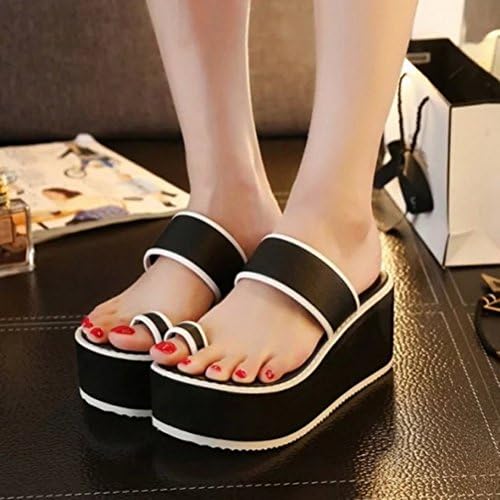 Womens Flip Flops Pumps Platform Wedges Sandals Slides Sexy Summer Slip On Shoes Black US6.5