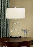 Murray Feiss One-Light Geo Collection Table Lamp, Gilded Silver with Oval Off White Textured Linen/Styrene Shade # 9372GS