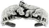 Sterling Silver Oxidized Cuff bracelet w/ Hippopotamuses, 1' (25mm) wide