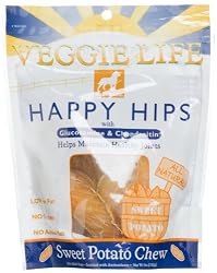 Dogswell Veggie Life Happy Hips Sweet Potato Chew Treats for Adult Dogs, 5-Ounce Pouches (Pack of 6)