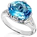 Blue Topaz & Diamond Ring on Polished Sterling Silver