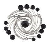 Pugster Black And Clear Rhinestone Spiral Brooch