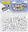 Darice Jewelry Designer Beads 7mm Alpha Round White/Black Letters 250pc (Pack of 1)