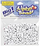 Darice Jewelry Designer Beads 7mm Alpha Round White/Black Letters 250pc (Pack of 1)