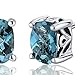 Peora London Blue Topaz Stud Earrings 925 Sterling Silver, Solitaire Scroll Gallery, Natural Gemstone, 1.50 Carats Total, Oval Shape 7x5mm, Friction Backs, December Birthstone Earrings, Blue Studs