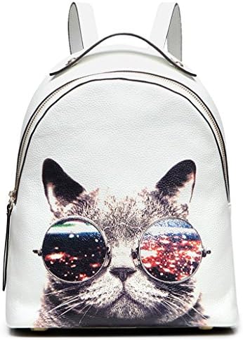 Leather handbags female Korean fashion casual shoulder bag backpack College Wind handbag kitten print bag