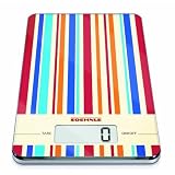 Soehnle Slim Design Page Stripes Safety Glass Plastic Digital Kitchen Scale White Red Purple Blue Orange 5 kg