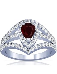 Platinum Pear Cut Ruby Ring With Sidestones
