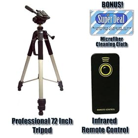 Wireless Remote Control for Nikon D50, D70 and D70s Digital SLR Cameras + 72 Inch Full Size Tripod with Exclusive FREE Complimentary Super Deal Micro Fiber Cleaning Cloth