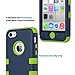 ULAK iPhone 5C Case, iPhone 5C Kids Case, Heavy Duty Shockproof Soft Silicone Rubber Hard Plastic Hybrid Protection Kidproof High Impact Case Cover for Apple iPhone 5C-Navy Blue/Lime Green