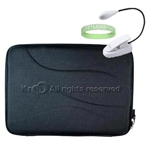 Amazon Kindle DX Hard Shell SLEEVE CASE Cover Pouch Carrying Bag with Extra Accessories Pocket– BLACK + White Double Bright Amazon Kindle 2 LED Book Light + Vangoddy tm, Live*Laugh*Love wrist band!!!