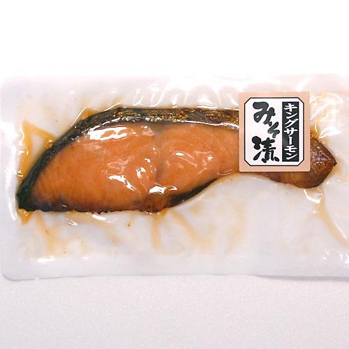 【キャンプ、保存食にも！期間限定【送料無料】越後・新潟　万越屋　常温保存に便利な焼き物　キングサーモンみそ味　１切れ