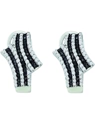 10K Yellow Gold 0.94CT Black Diamond Stripe Fashion Earring