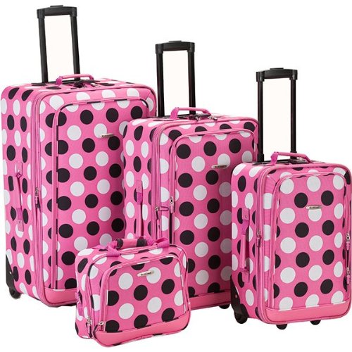 Fox Luggage F106-PINK DOT 4Pc Pinkdot Luggage Set Rockland