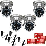 VideoSecu 4 Infrared Outdoor Day Night Vision Audio Microphone Security Cameras Weatherproof 1/3