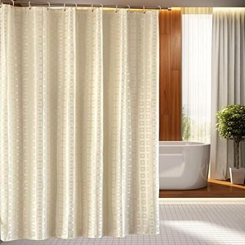 Riho 72x72-Inch Waterproof Mildew Square Lattice Shower Curtain, Light Yellow