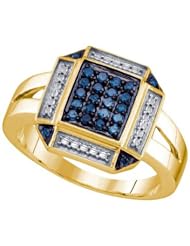 0.25CTW BLUE DIAMOND CLUSTER RING