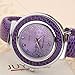 Top Plaza Fashion Women's Cuff Watch, Round Case PU Leather Band, Purple