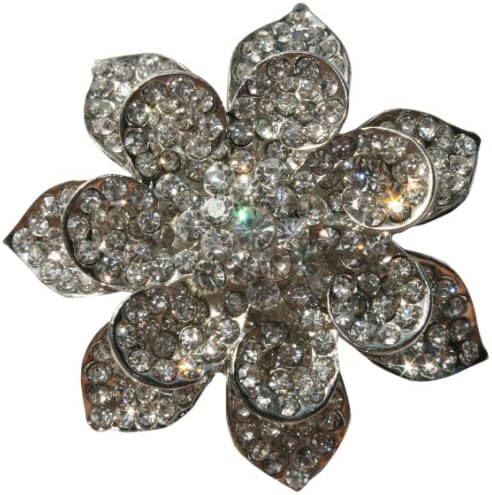 The Buckle Boutique Large Shiny Rhinestone Bling Flower Brooch Pin for Arts and Crafts