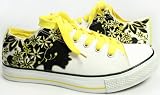 Woman's Silhouette Yellow Daisies Black Low Top Sneakers