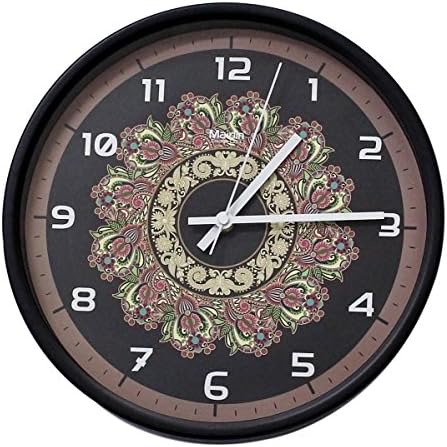 Maidin 12" Floral Non Ticking Silent Wall Clock - Flower Totem With Silver Frame