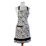 Black and White Girly Vintage Style Zebra Print Apron