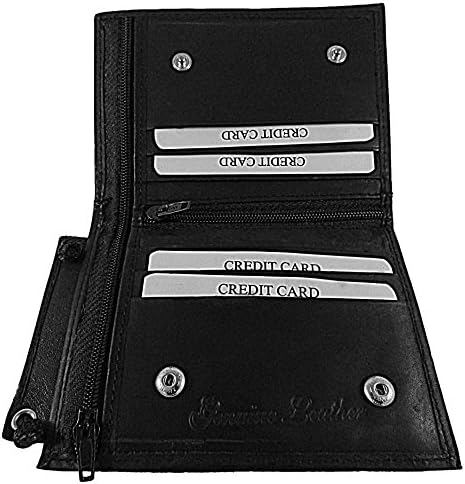 Leather Neck Pouch with ID Window - Black