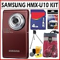Samsung HMX-U10 Ultra-Compact Full-HD Camcorder in Red + 4GB Accessory Kit