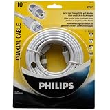 Philips 10m Coaxial Cable TV Video Lead White New